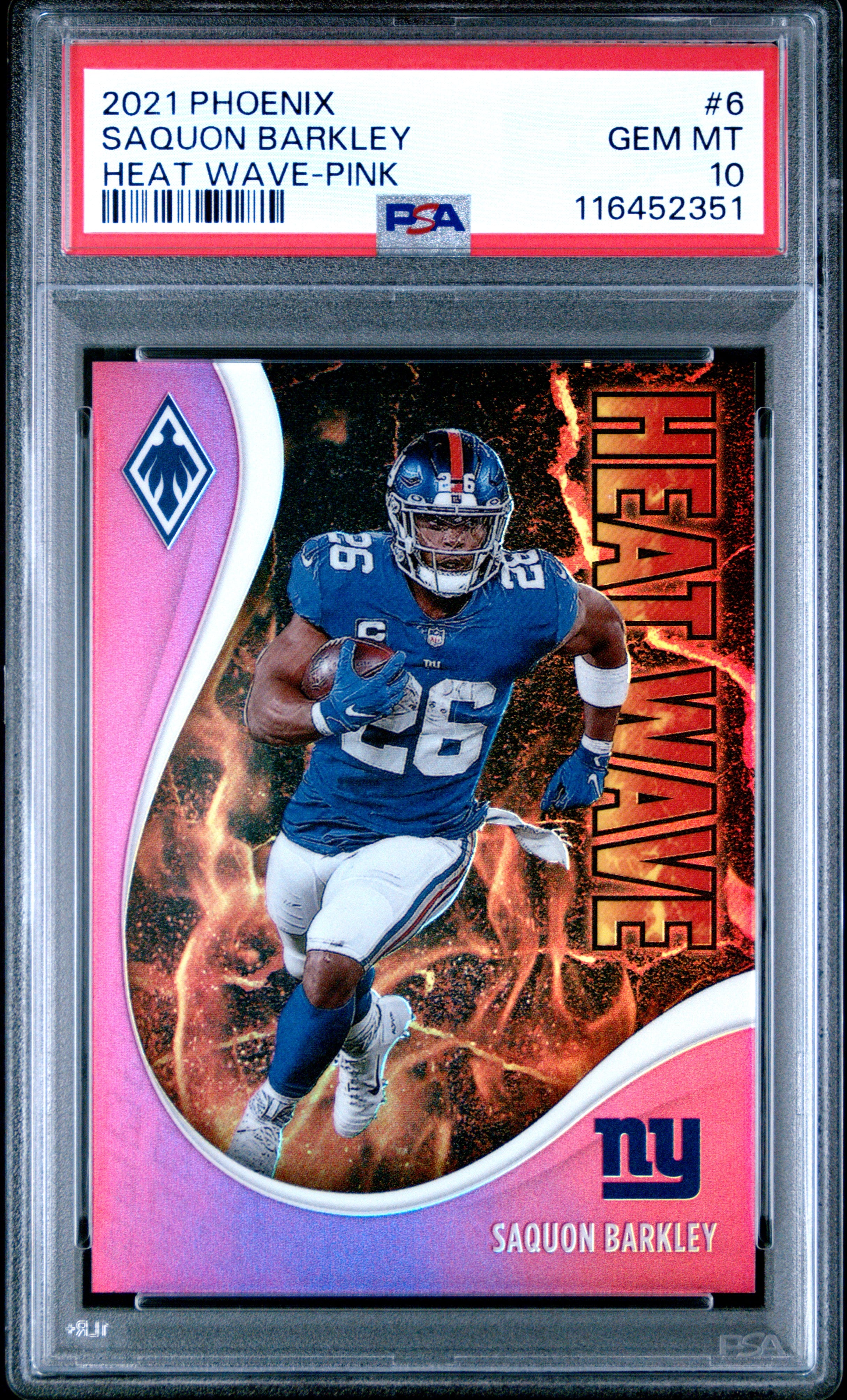 2021 Panini Phoenix Heat Wave #6 Saquon Barkley Heat Wave-Pink PSA 10
