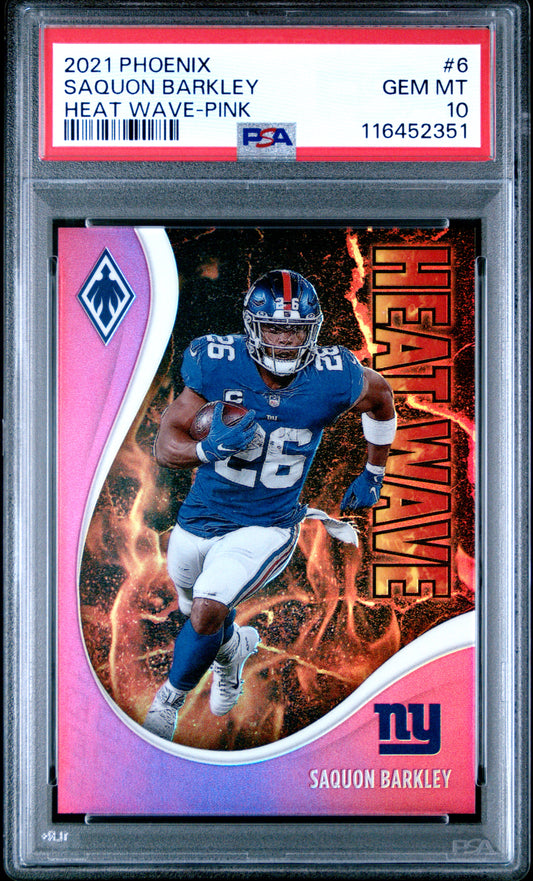 2021 Panini Phoenix Heat Wave #6 Saquon Barkley Heat Wave-Pink PSA 10