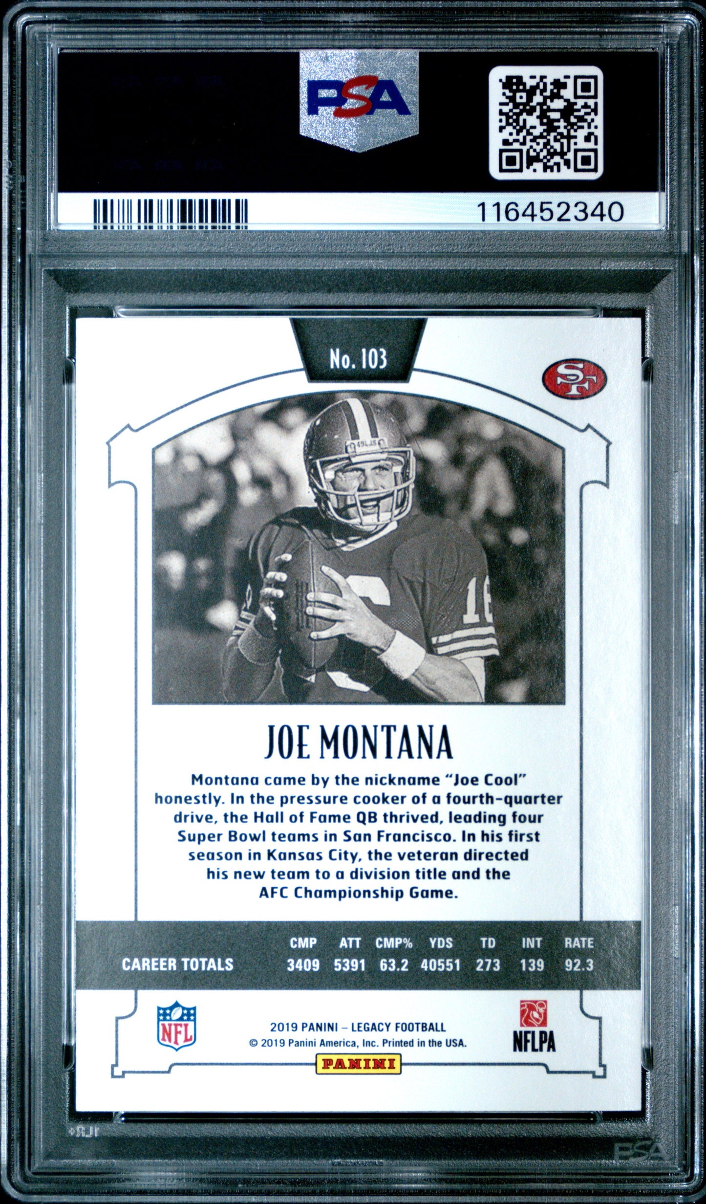 2019 Panini Legacy #103 Joe Montana Orange PSA 8