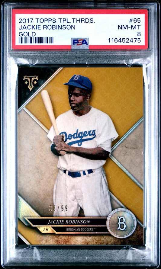 2017 Topps Triple Threads #65 Jackie Robinson Gold PSA 8