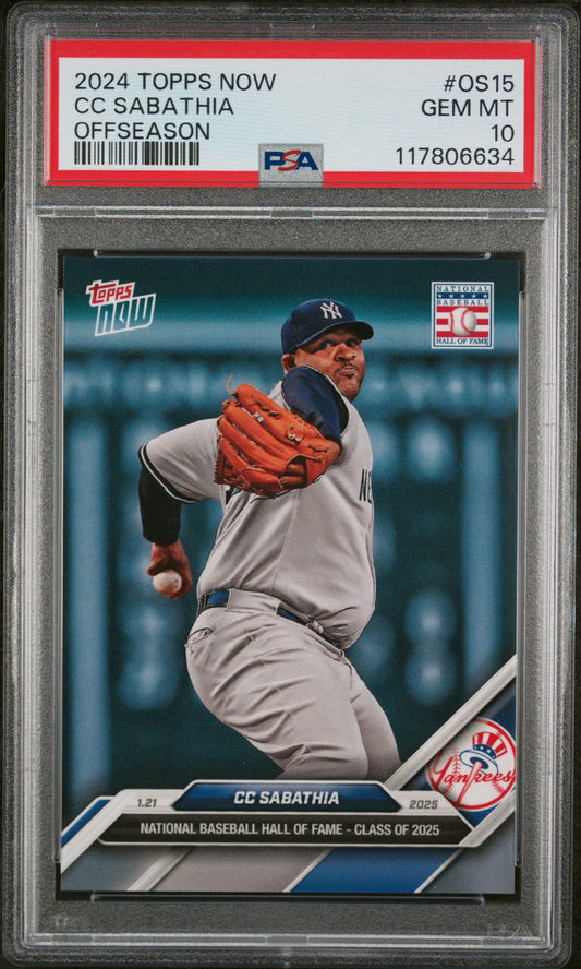 (1)2024 Topps Now Offseason #OS15 Cc Sabathia PSA 10