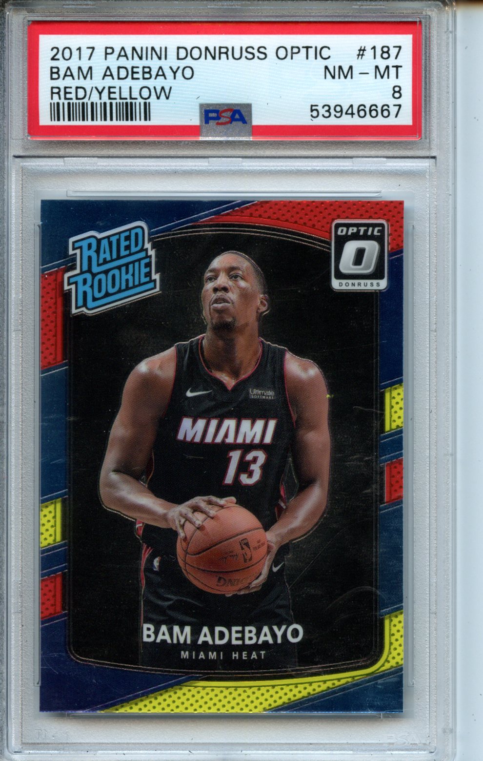 2017 Panini Donruss Optic #187 Bam Adebayo Red/Yellow RR PSA 8