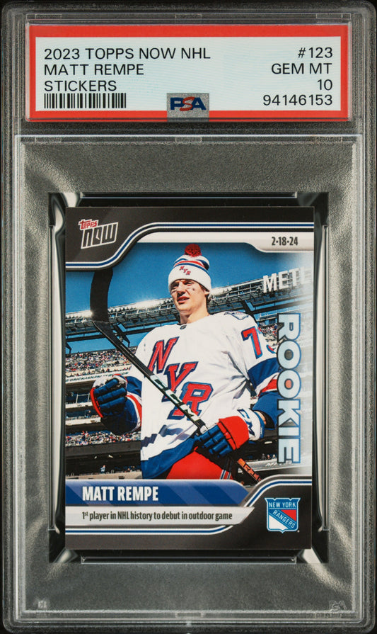 2023 Topps Now Nhl Stickers #123 Matt Rempe Rookie PSA 10 CERT#94146153