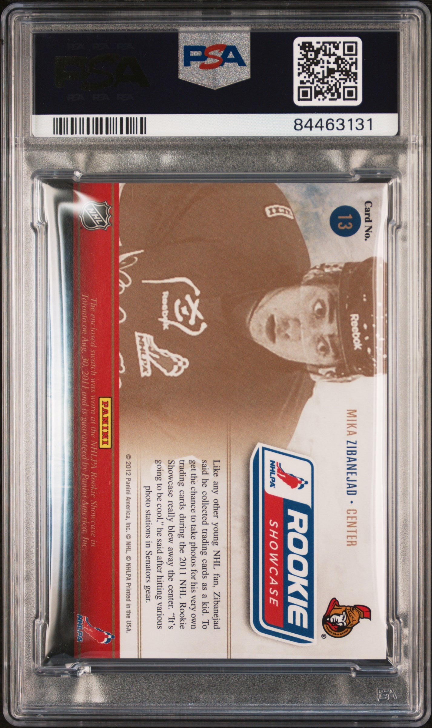 2011 Panini Prime #13 Mika Zibanejad Showcase Prime Colors RP PSA 8