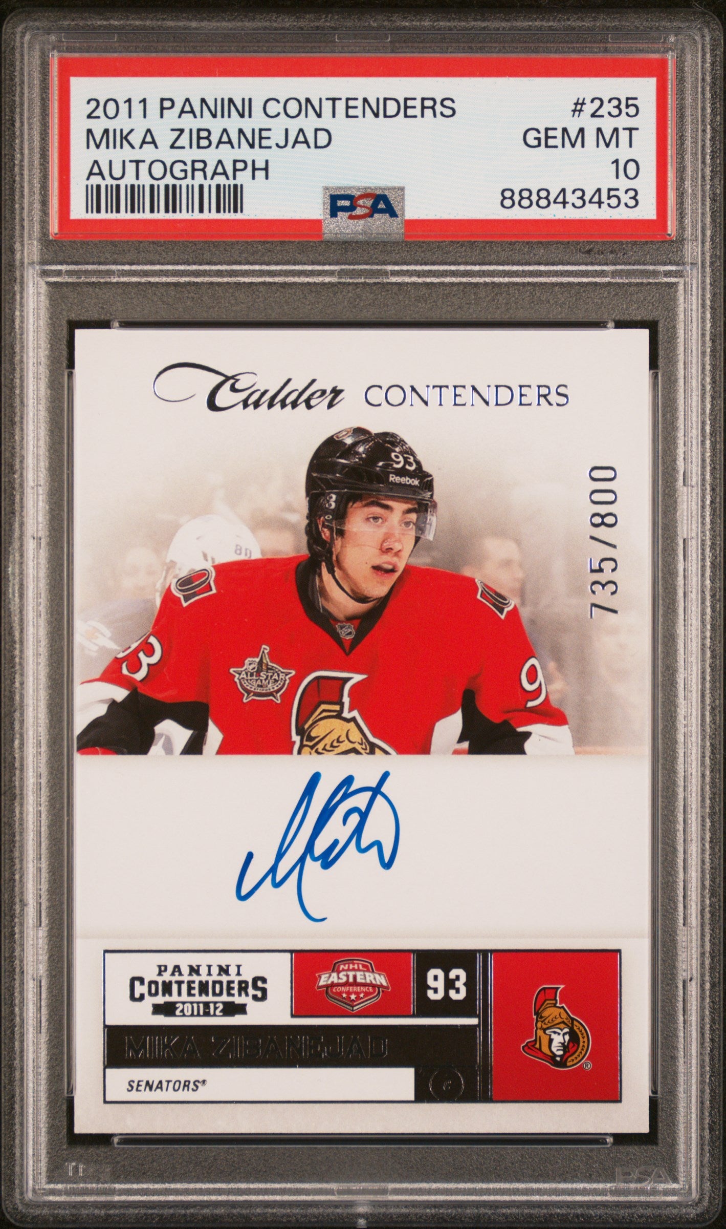 2011 Panini Contenders #235 Mika Zibanejad Autograph PSA 10