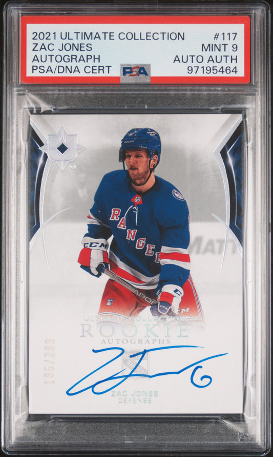 2021 Upper Deck Ultimate Collection #117 Zac Jones Rookie Autograph AUTH PSA 9