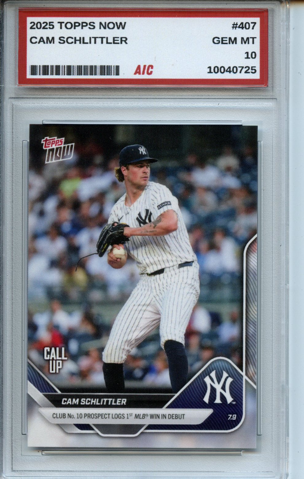 2025 Topps Now #407 Cam Schlittler AIC 10