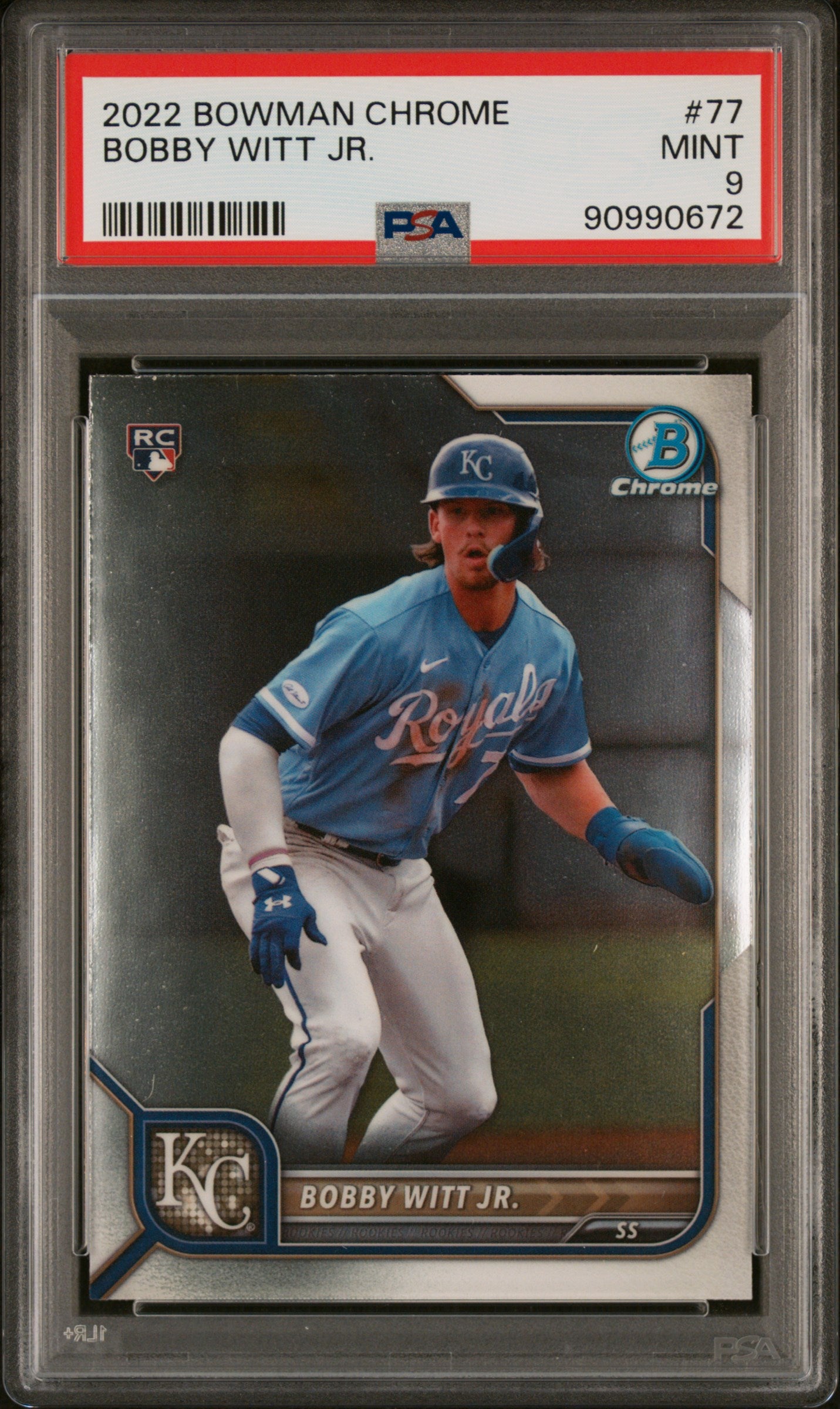 2022 Bowman Chrome #77 Bobby Witt Jr. RC PSA 9