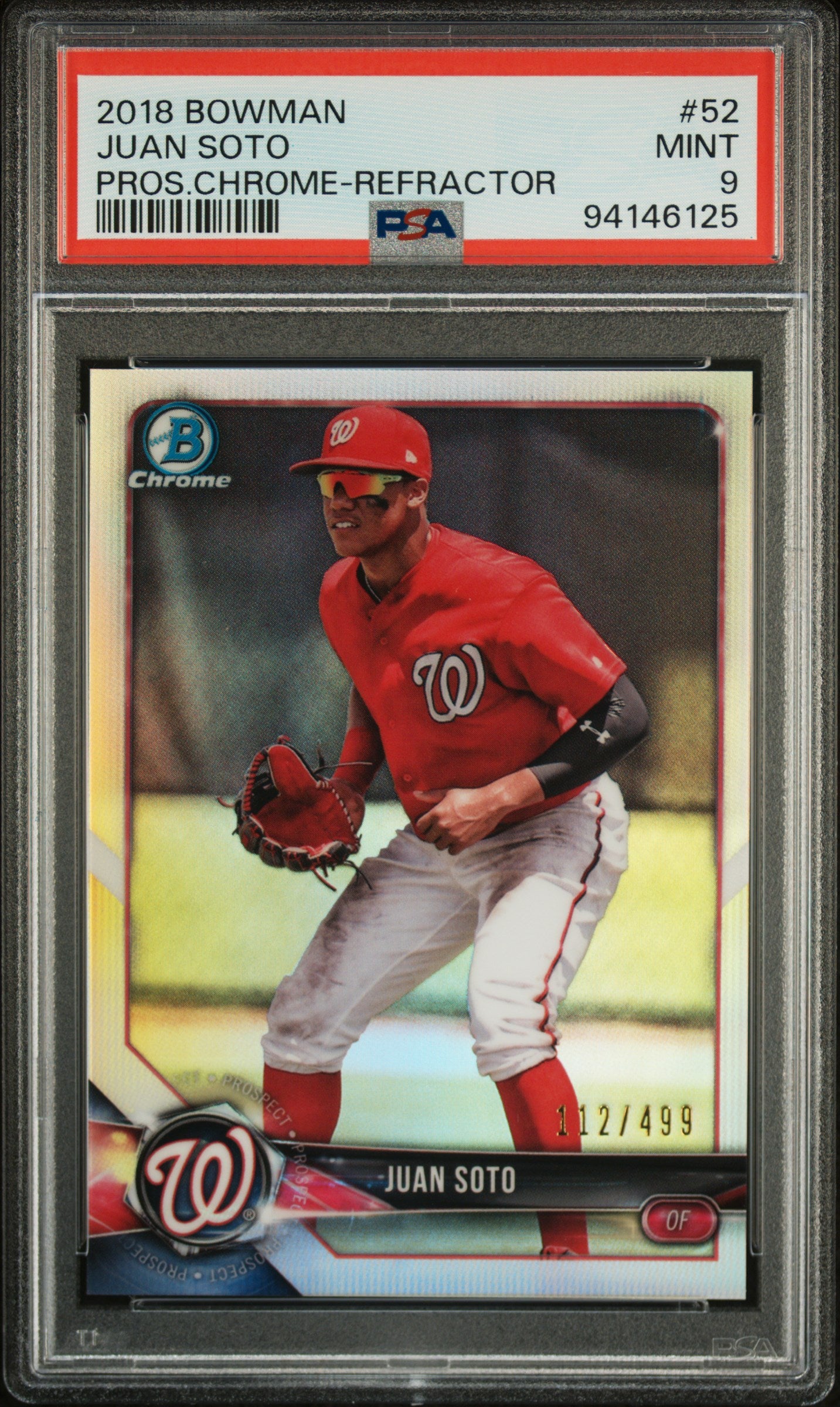 2018 Bowman Prospects Chrome #52 Juan Soto Refractor PSA 9