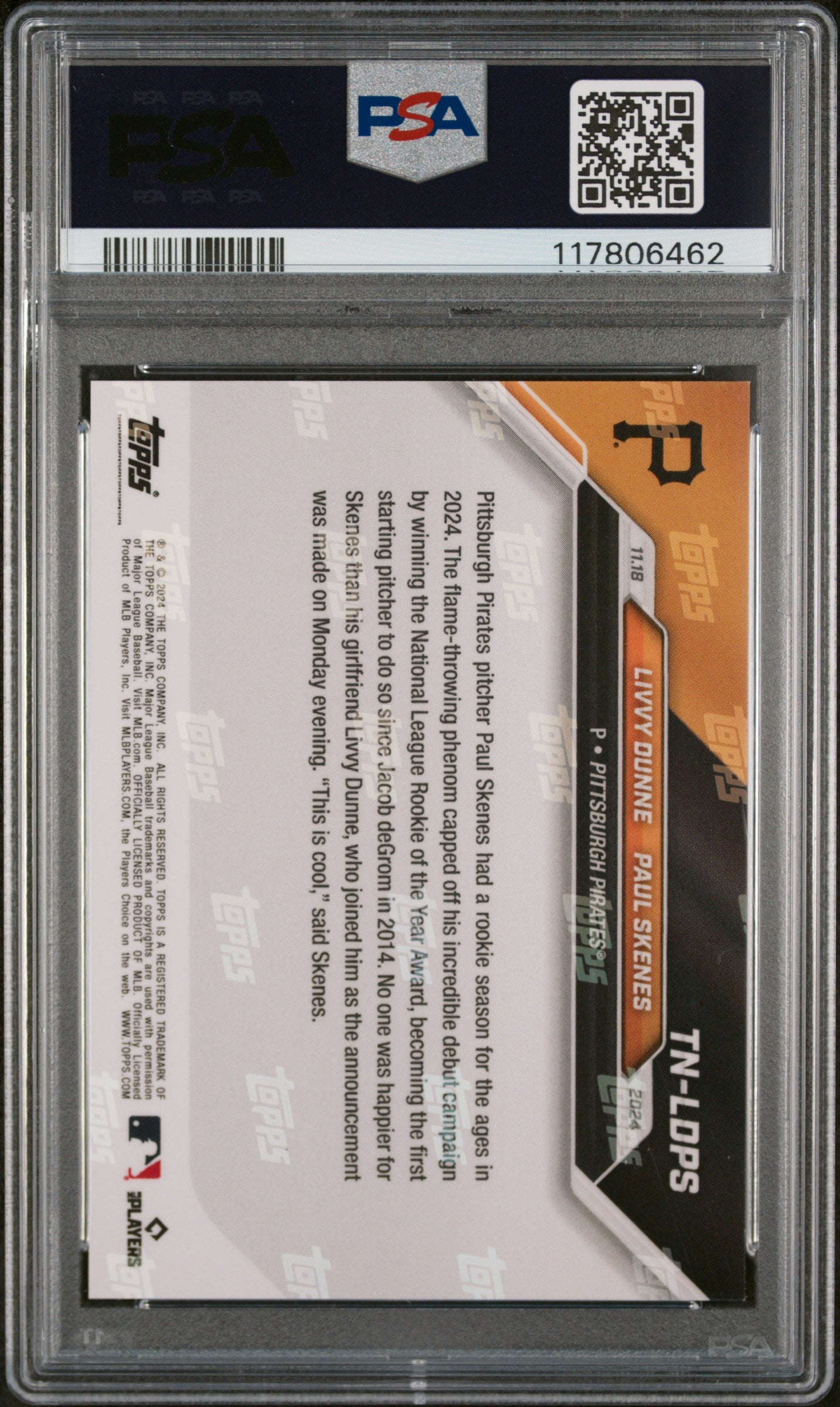 2024 Topps Now Offseason #TNLDPS L.Dunne/P.Skenes PSA 10