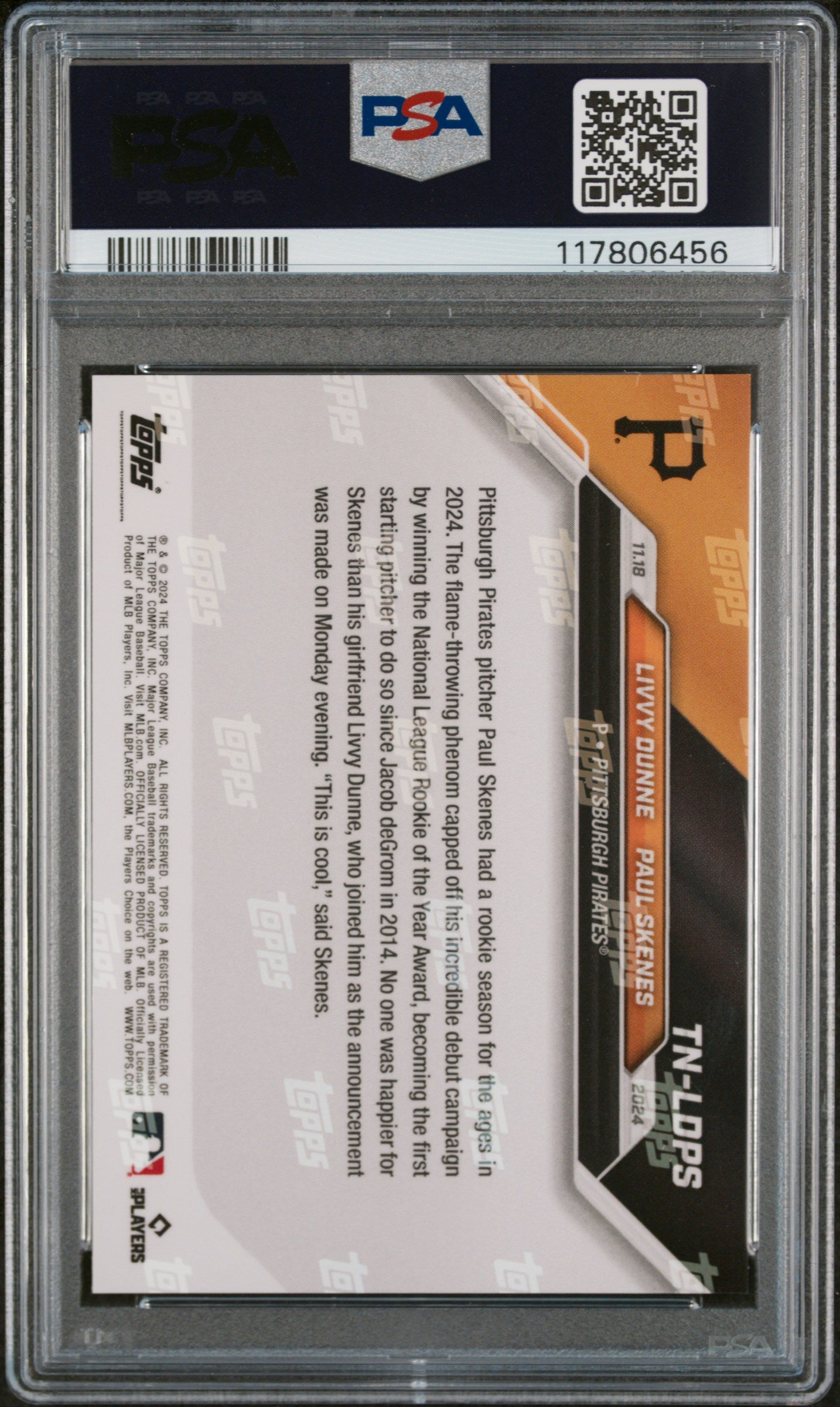 (2)2024 Topps Now Offseason #TNLDPS L.Dunne/P.Skenes PSA 10