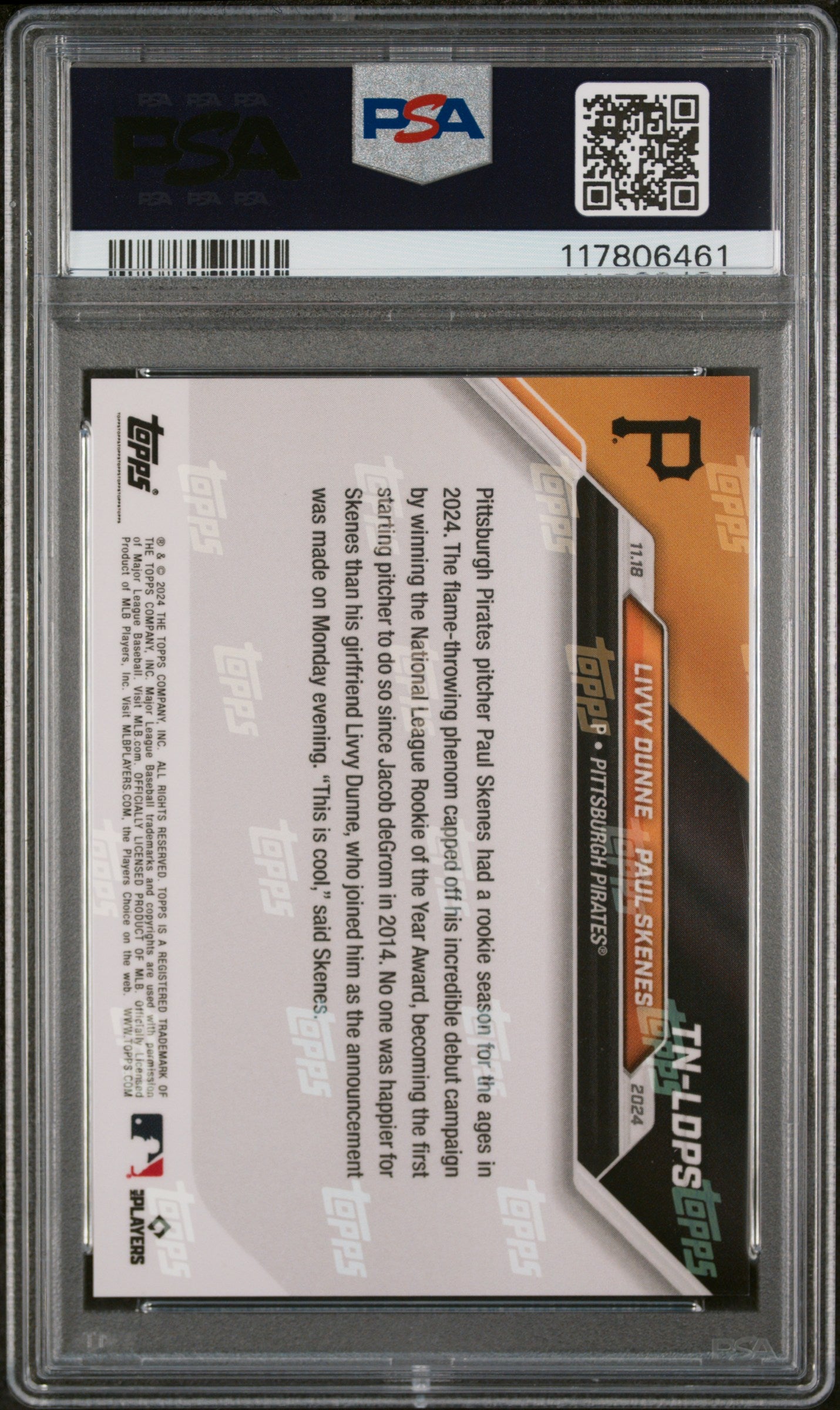 (3)2024 Topps Now Offseason #TNLDPS L.Dunne/P.Skenes PSA 10