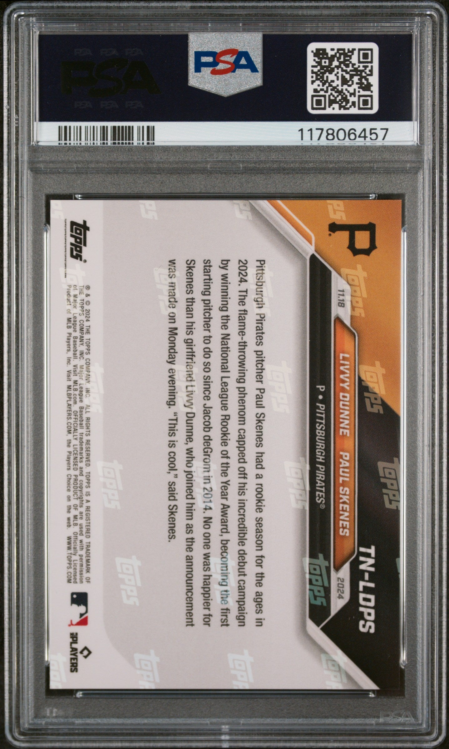 (5)2024 Topps Now Offseason #TNLDPS L.Dunne/P.Skenes PSA 10