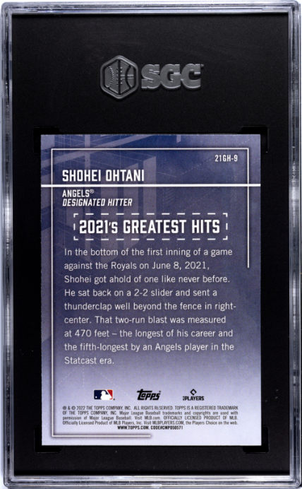 2022 Topps #21GH-9 Shohei Ohtani 2021's Greatest Hits SGC 10