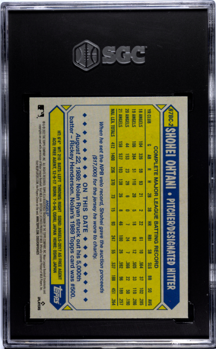 2022 Topps Chrome #87BC-2 Shohei Ohtani '87 Design SGC 10