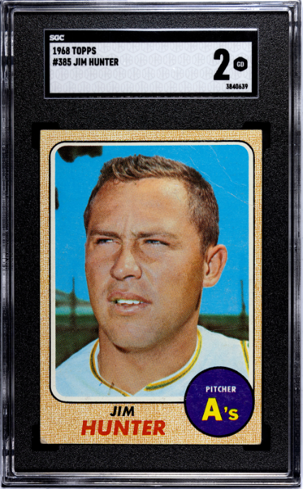 1968 Topps #385 Jim Hunter SGC 2