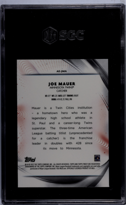2022 Topps Finest #AE-JMA Joe Mauer Aura Of Excellence SGC 7