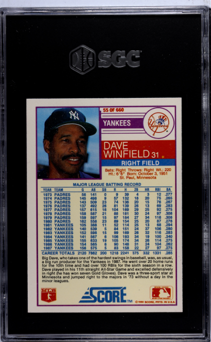 1988 Score #55 Dave Winfield SGC 8.5