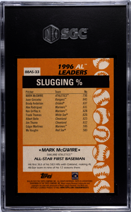 2023 Topps #88AS-33 Mark Mcgwire '88, A/S SGC 9.5