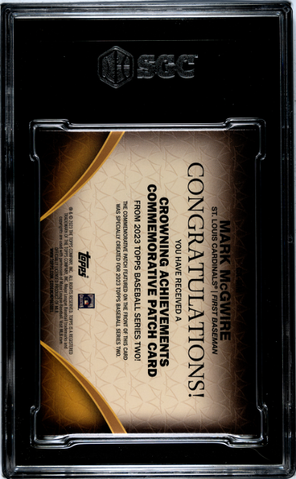 2023 Topps #CA-MM Mark Mcgwire Crowning Achievements Patch SGC 9.5