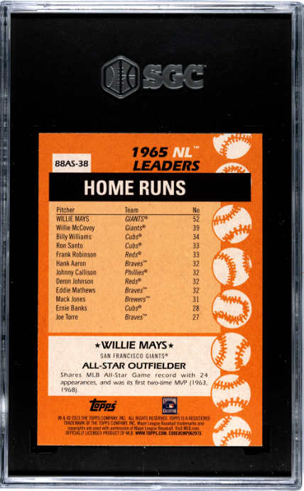 2023 Topps #88AS-38 Willie Mays '88, A/S SGC 9.5