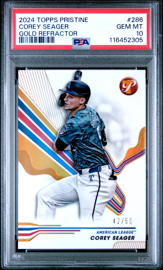 2024 Topps Pristine #286 Corey Seager Gold Refractor PSA 10