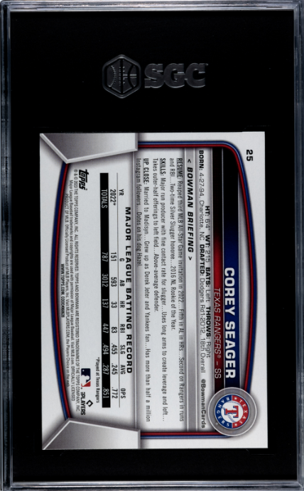2023 Bowman #25 Corey Seager SGC 9.5