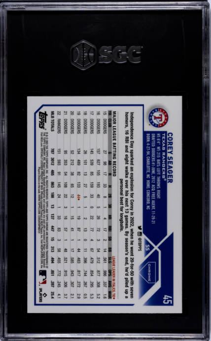 2023 Topps Chrome #45 Corey Seager Prism Refractor SGC 10