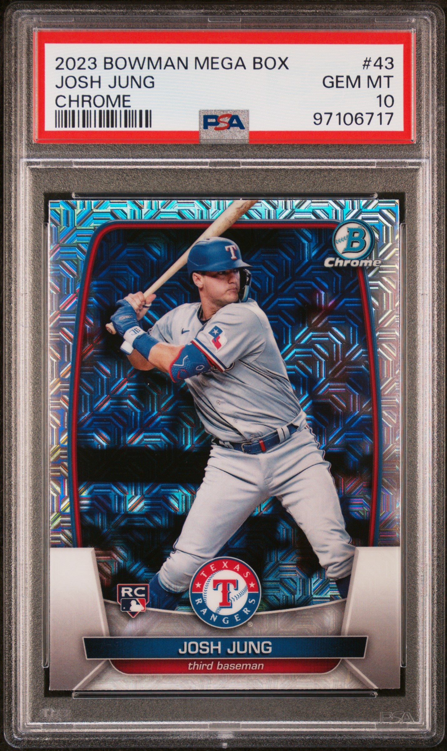 2023 Bowman Mega Box Chrome #43 Josh Jung Chrome RC PSA 10