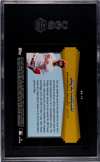 2022 Topps Update #BG-19 Bryce Harper Black Gold SGC 9