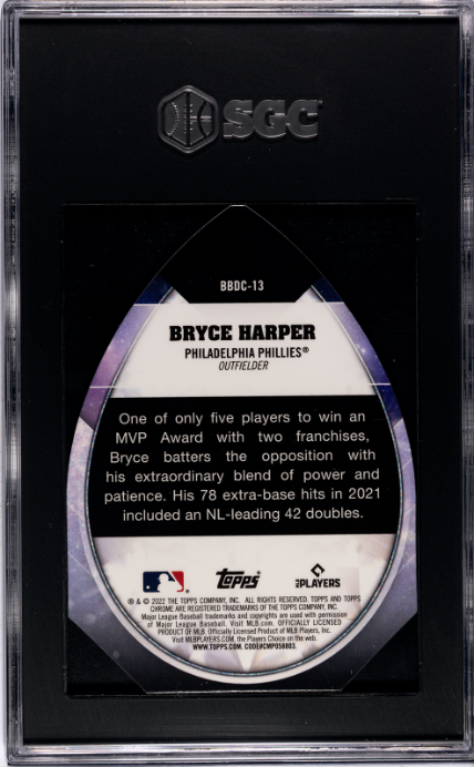 2022 Topps Chrome #BBDC-13 Bryce Harper Ben's Baller Diamond Die-Cuts SGC 9.5