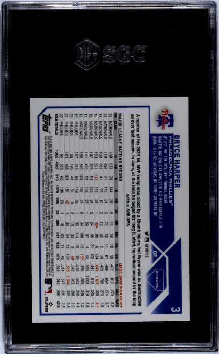 2023 Topps Chrome #3 Bryce Harper SGC 9.5