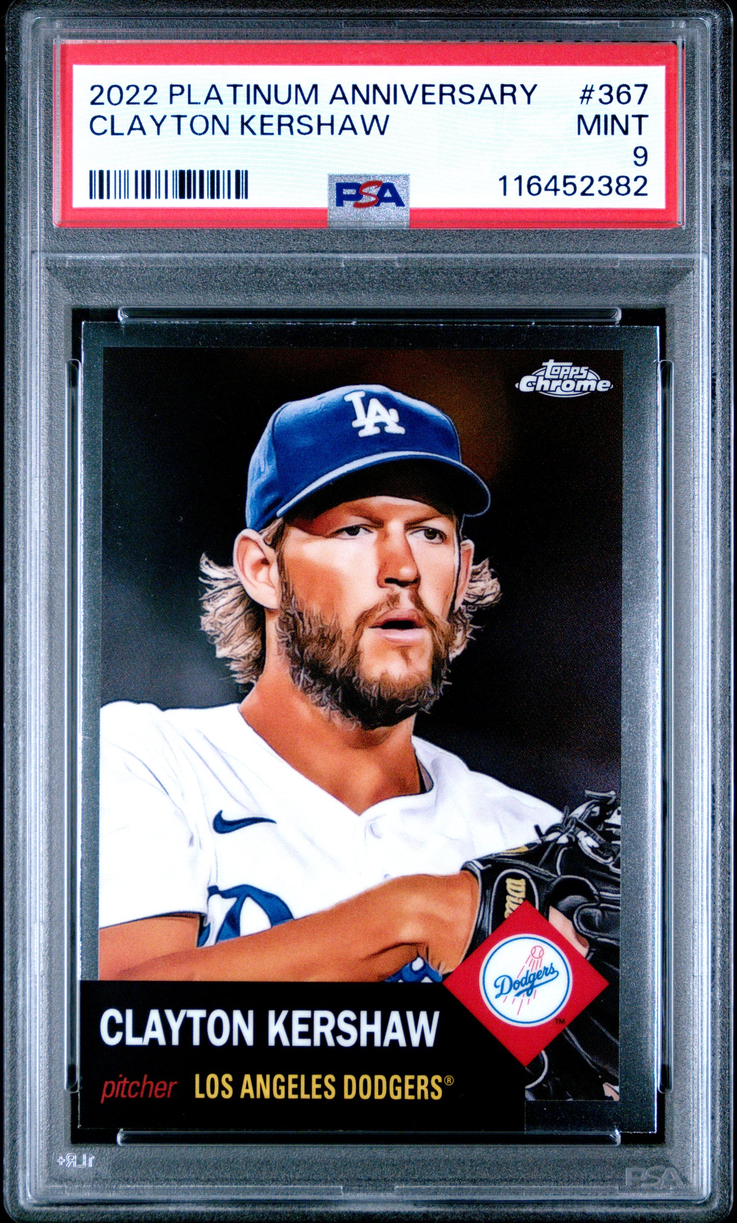 2022 Topps Chrome Platinum Anniversary #367 Clayton Kershaw PSA 9