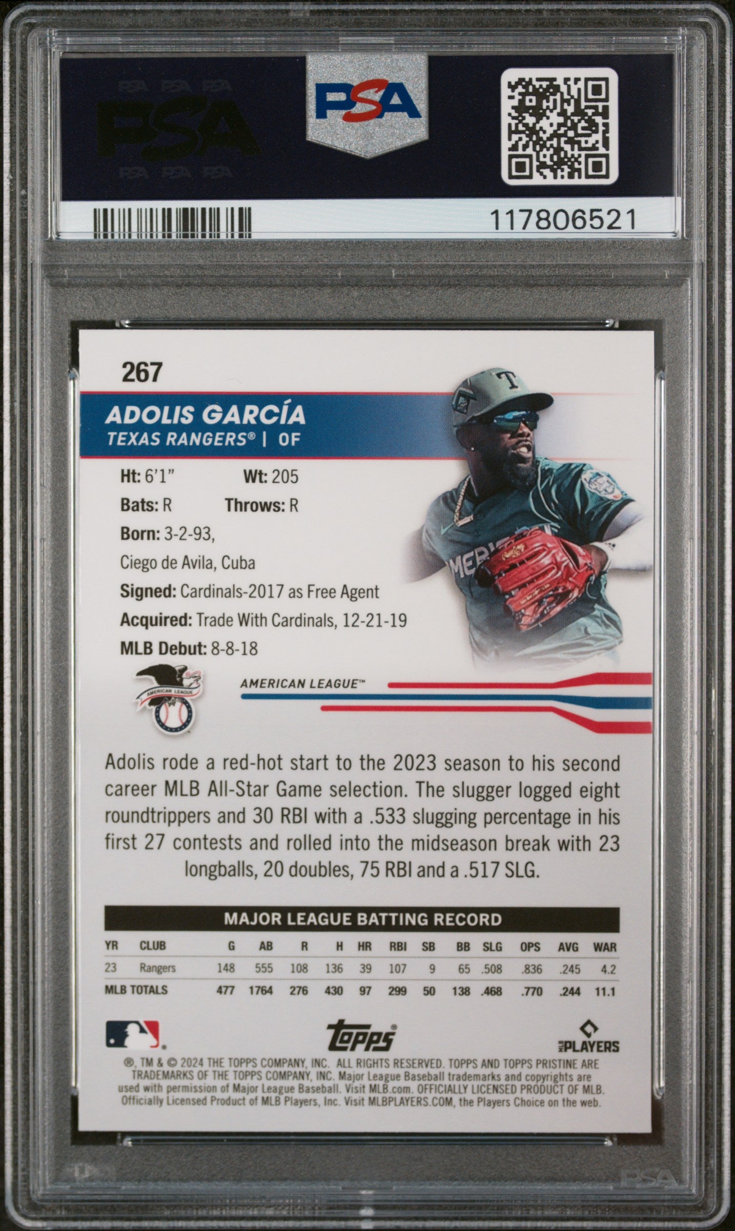 2024 Topps Pristine #267 Adolis Garcia PSA 10
