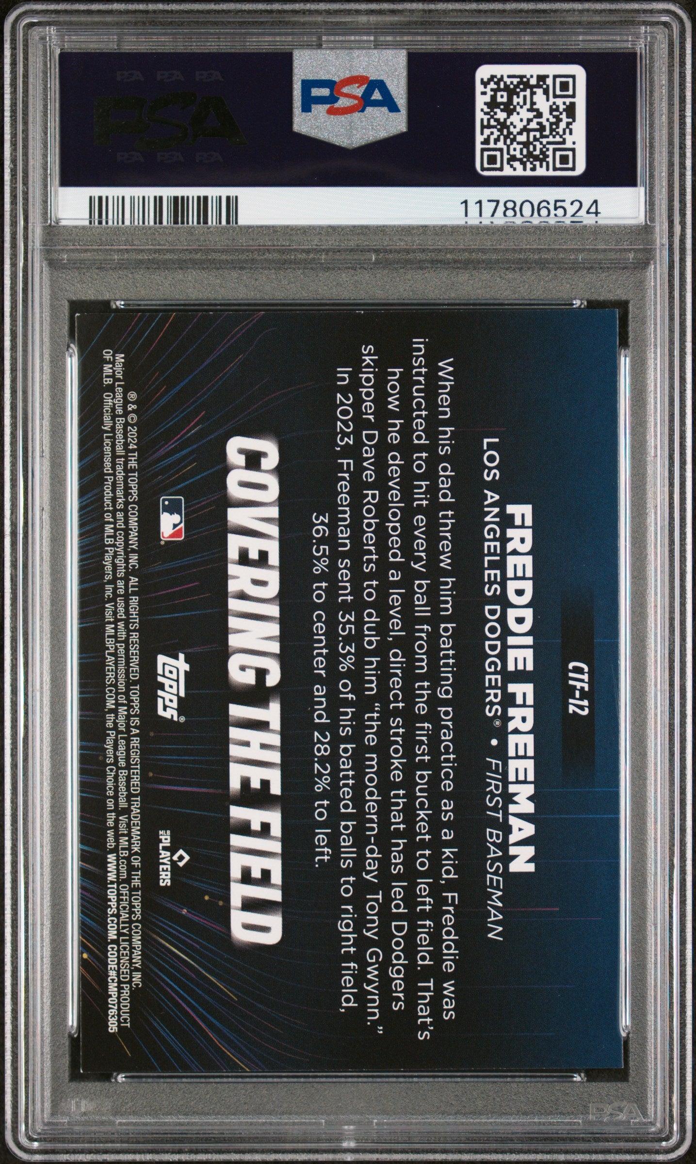 2024 Topps Covering The Field #CTF12 Freddie Freeman PSA 8