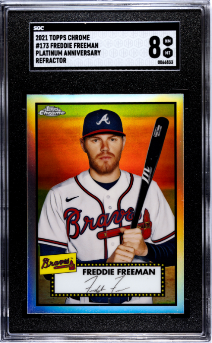 2021 Topps Chrome Platinum Anniversary #173 Freddie Freeman Refractor SGC 8