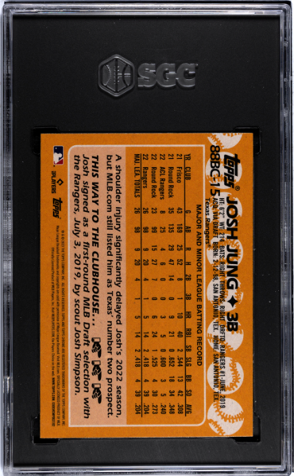 (1)2023 Topps Chrome #88BC-15 Josh Jung '88 RC SGC 9
