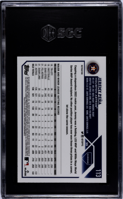 2023 Topps Chrome #113 Jeremy Pena Refractor SGC 10