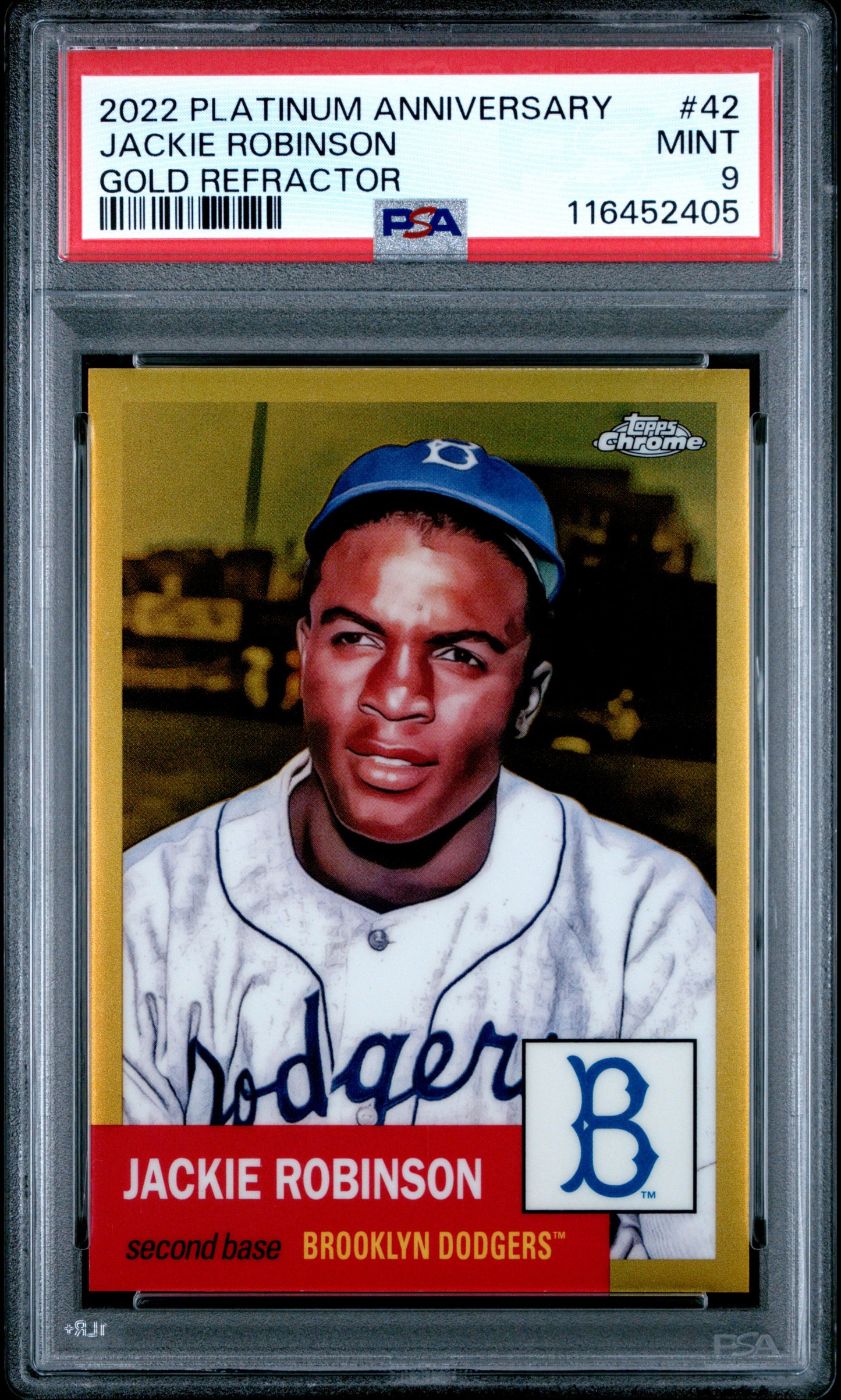 2022 Topps Chrome Platinum Anniversary #42 Jackie Robinson Gold Refractor PSA 9