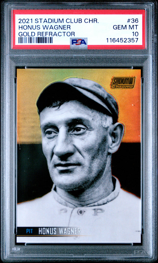 2021 Topps Stadium Club Chrome #36 Honus Wagner Gold Refractor PSA 10