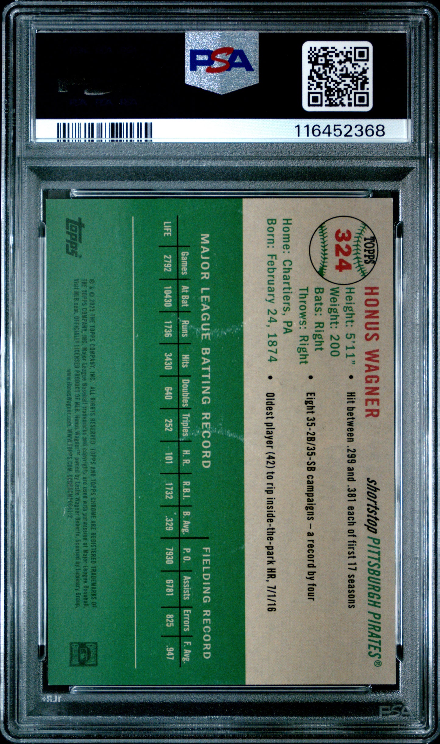 2023 Topps Chrome Platinum Anniversary #324 Honus Wagner Blue Mini Diamond Refractor PSA 10