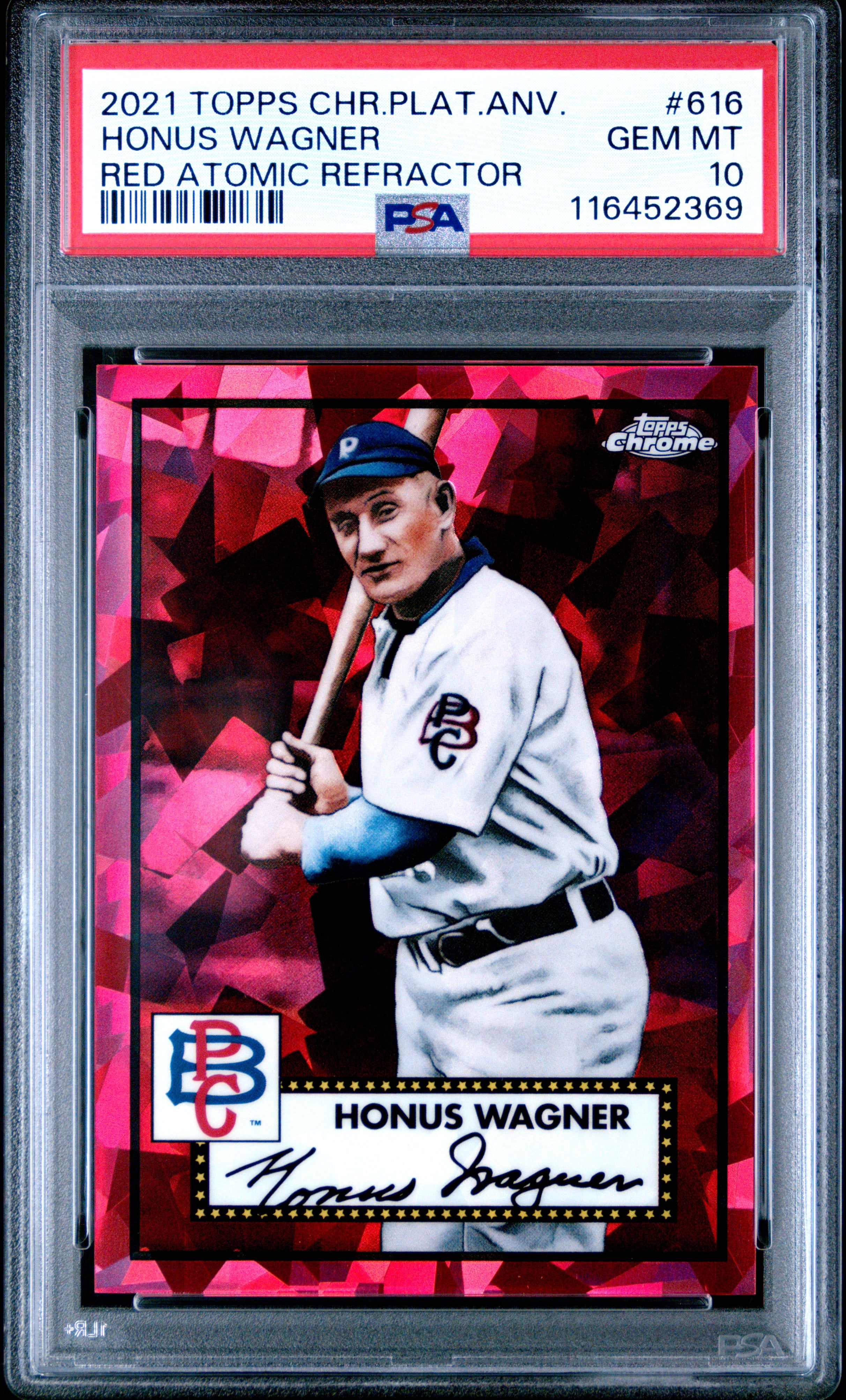2021 Topps Chrome Platinum Anniversary #616 Honus Wagner Red Atomic Refractor PSA 10