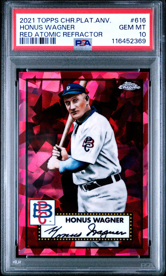 2021 Topps Chrome Platinum Anniversary #616 Honus Wagner Red Atomic Refractor PSA 10