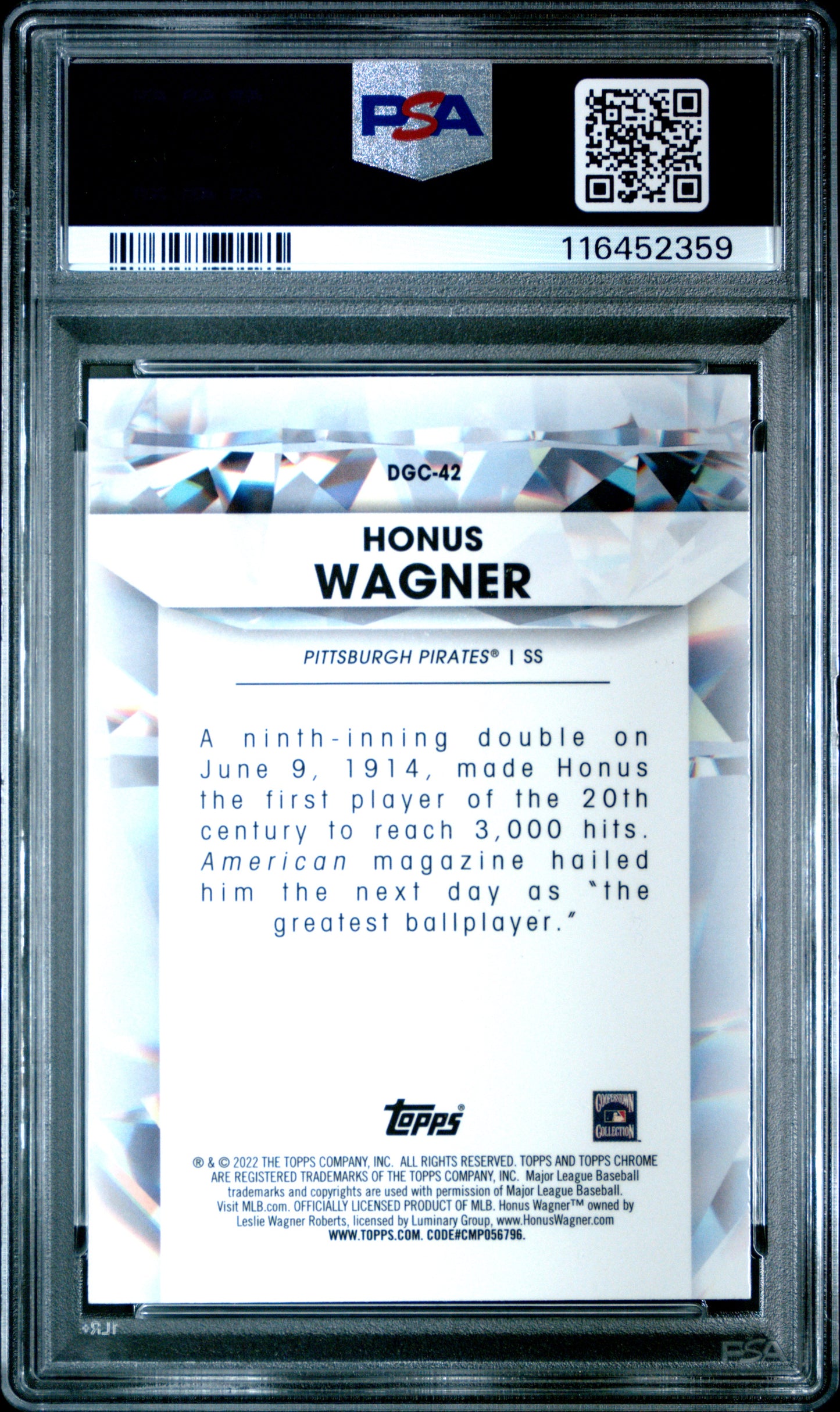 2022 Topps Chrome Update #DGC42 Honus Wagner Diamond Greats PSA 10