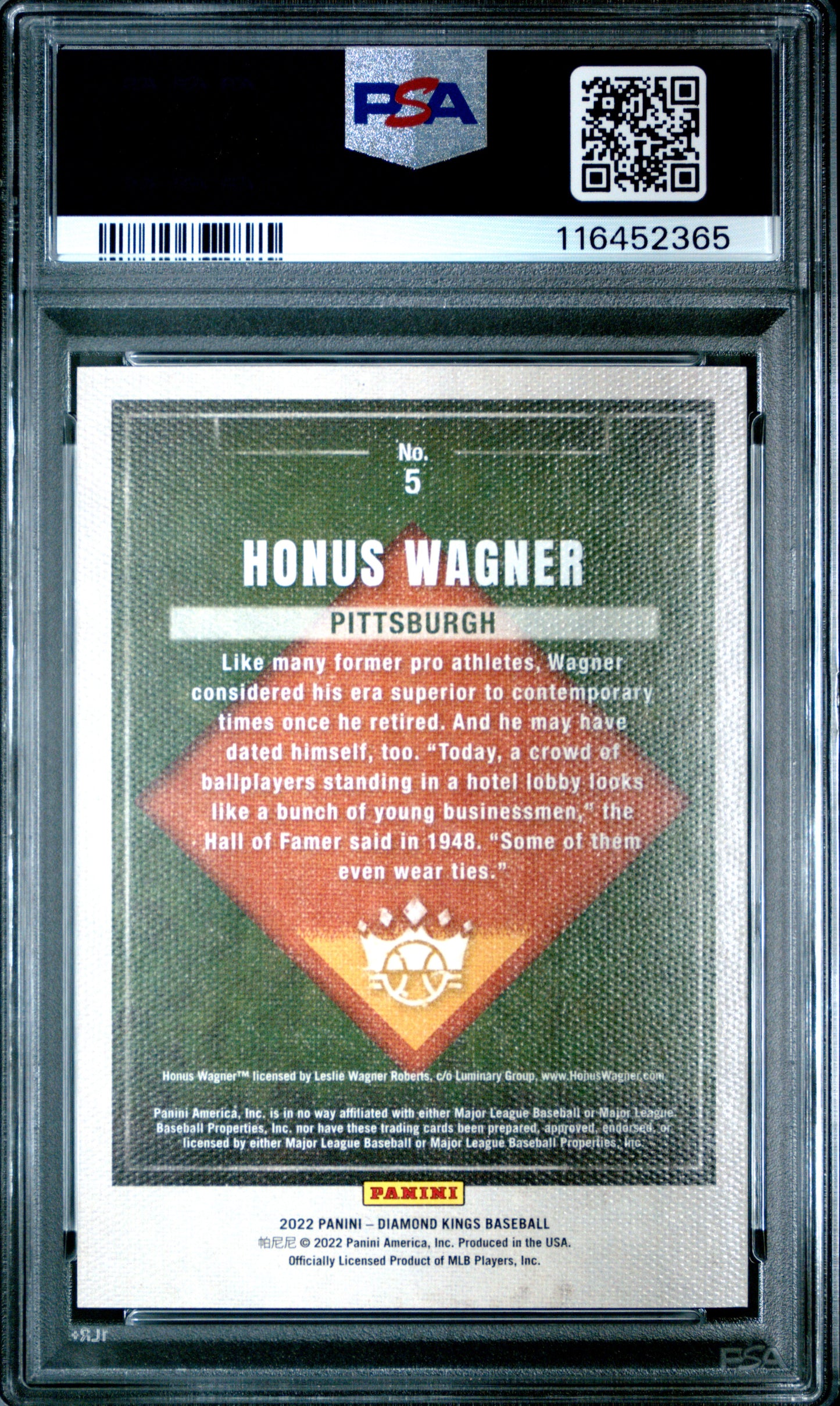 2022 Panini Diamond Kings #5 Honus Wagner Artist Proof Gold PSA 10