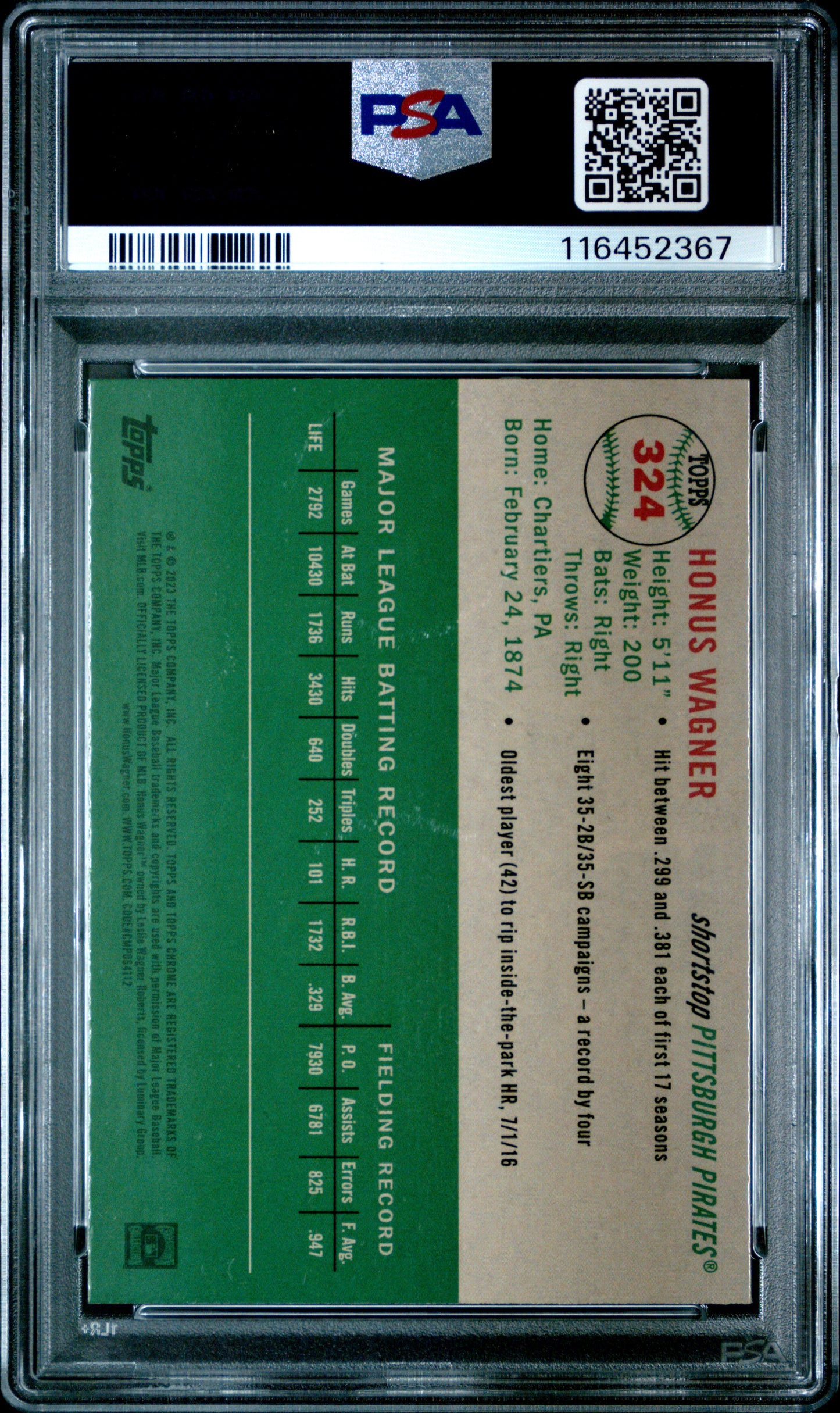 2023 Topps Chrome Platinum Anniversary #324 Honus Wagner X-Fractor PSA 10