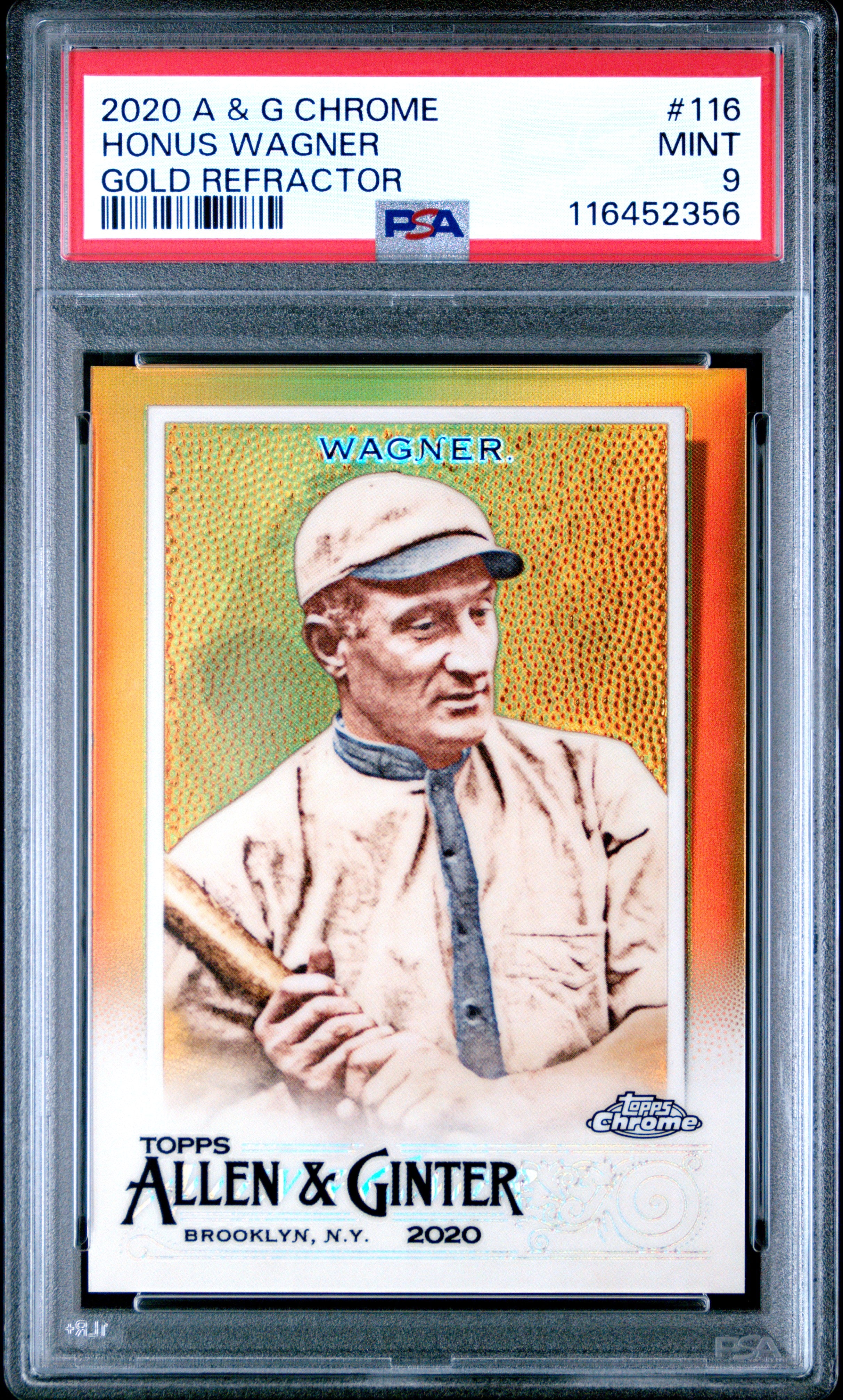 2020 Topps Allen & Ginter Chrome #116 Honus Wagner Gold Refractor PSA 9