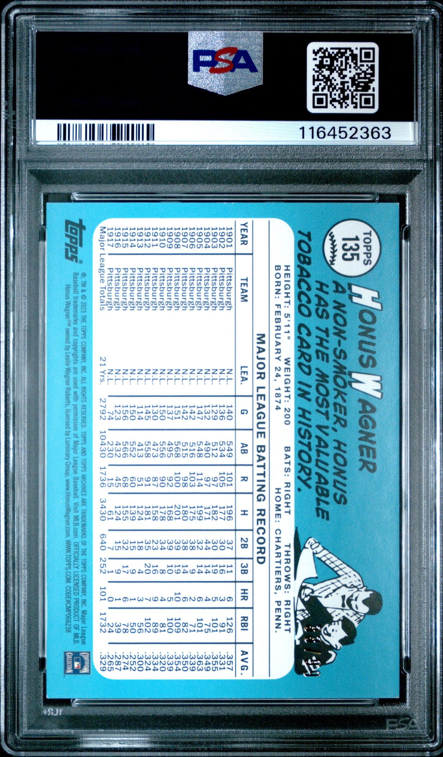 2023 Topps Archives #135 Honus Wagner Green Foil PSA 8