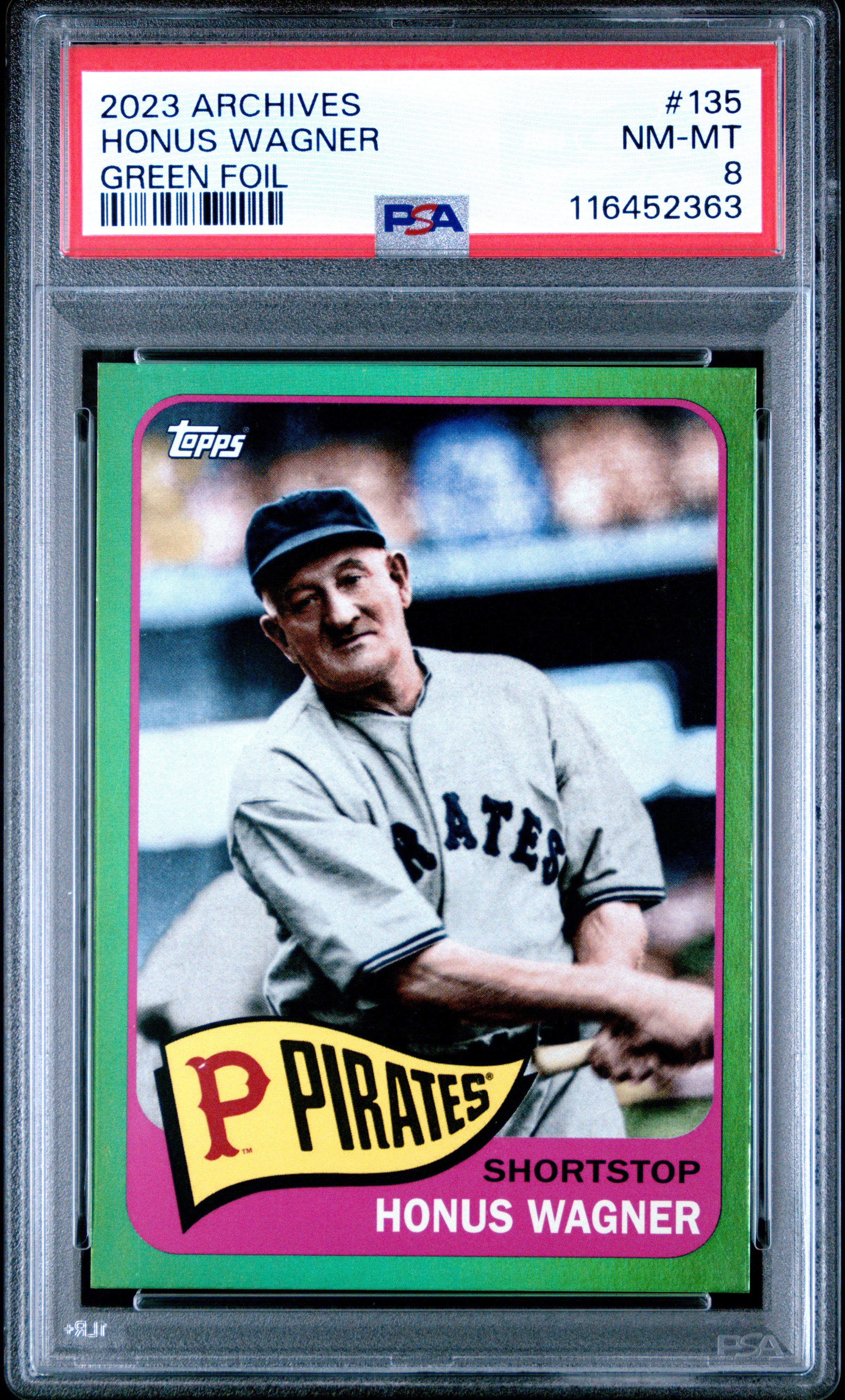 2023 Topps Archives #135 Honus Wagner Green Foil PSA 8