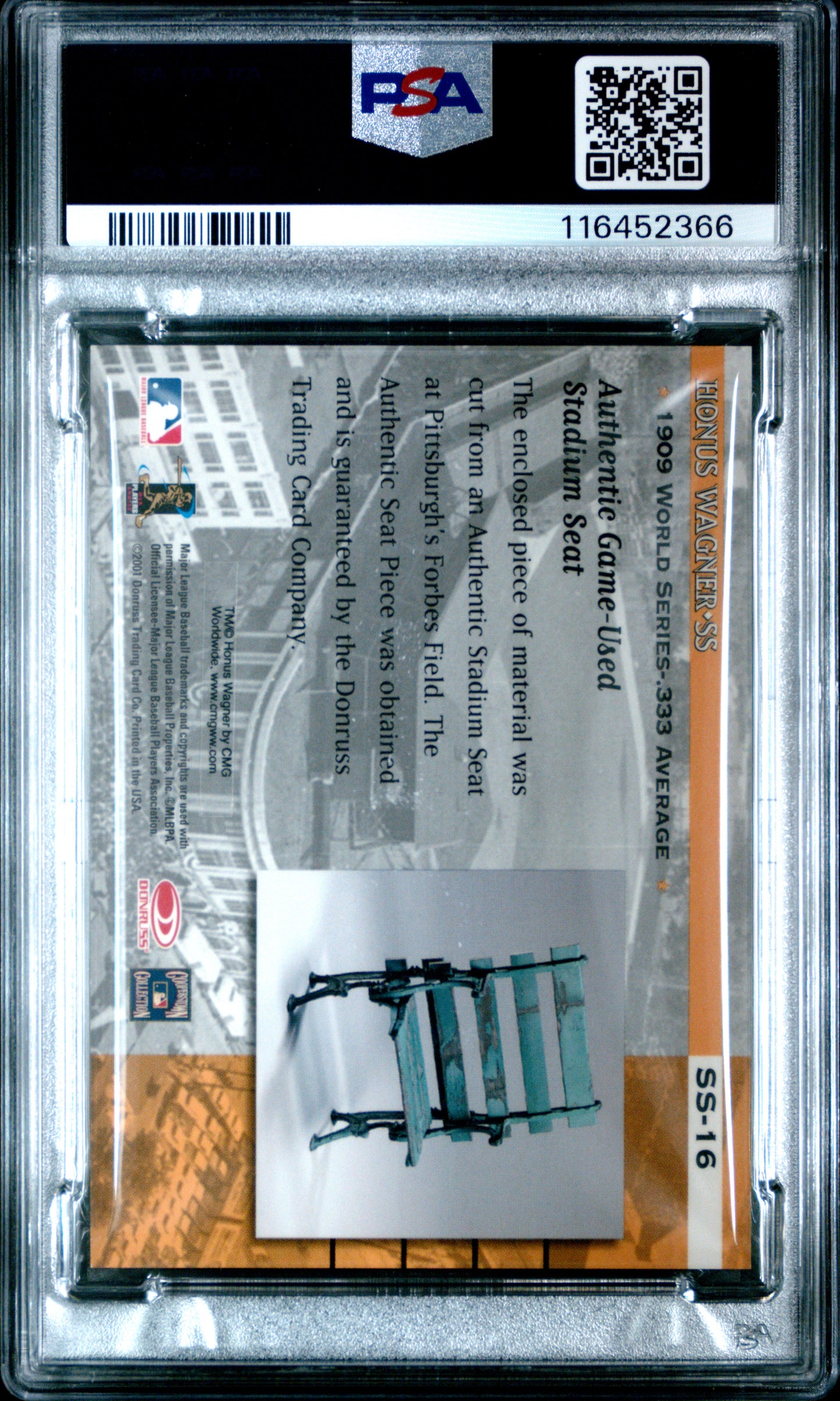 2001 Donruss Classics Stadium Stars #SS-16Honus Wagner Stadium Seat PSA 7